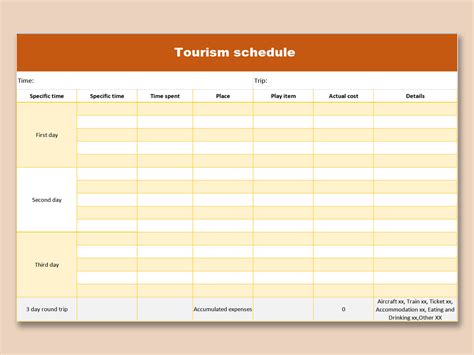Excel Of Simple And Clearly Tourism Schedulexlsx Wps Free Templates