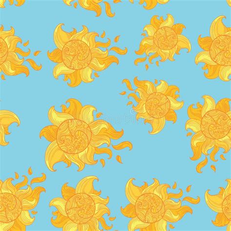 Seamless Pattern With Sun Stock Vector Illustration Of Decorative