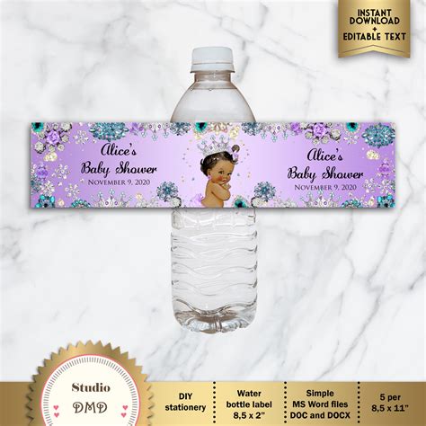 Princess Baby Shower Water Bottle Labels