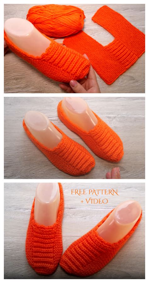 Knit One Piece Slippers Free Knitting Pattern Video Knitting Pattern
