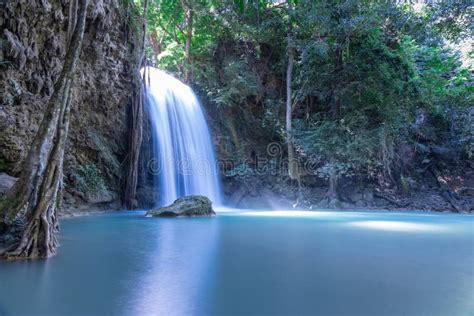 Erawan Waterfalls In The National Park Mountains Of Kanchanaburi Bkk