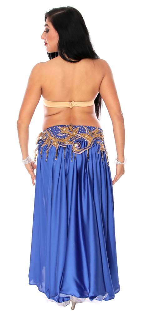 Professional Belly Dance Costume From Egypt In Royal Blue Satin At