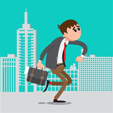 Premium Vector Businessman Late For Work Man Hurry To Work Vector