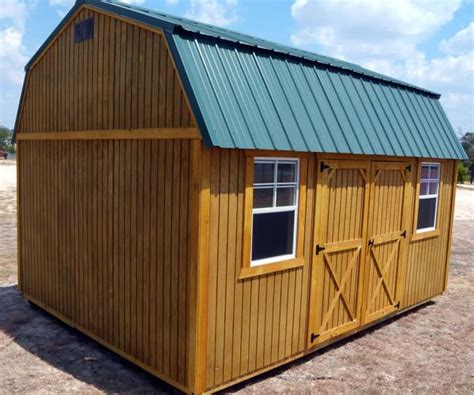 Urethane cabin call for price deals !!! Derksen Portable Treated Side Lofted Barn Storage Building ...