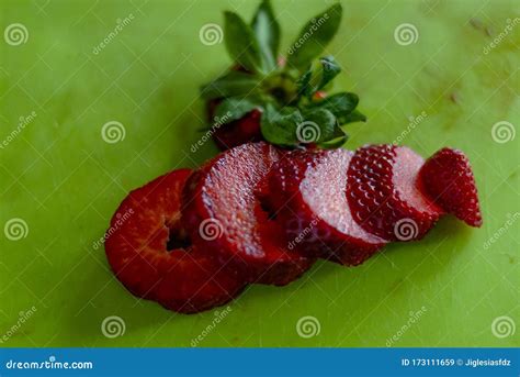 Cutting Strawberry With Knife Process 5 Of 6 Stock Image Image Of