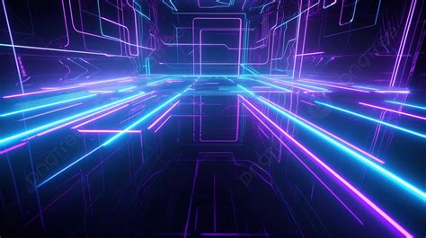 Abstract Neon Light Background In Purple And Blue Colors Futuristic 3d