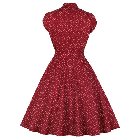 Retro Rockabilly Red Stand Collar Sweetheart Bodice Bowknot Cocktail