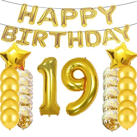Sweet 19th Birthday Decorations Party Suppliesgold Number 19 Balloons