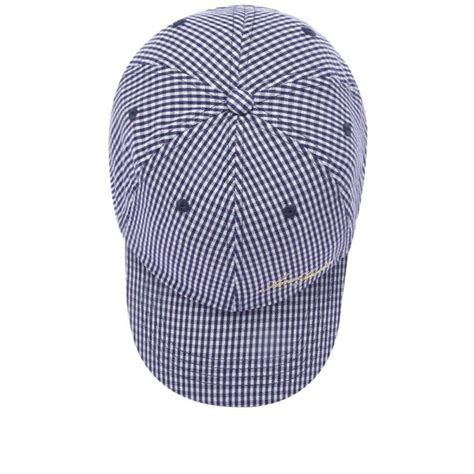 Acne Studios Carliy Check Cap Navy And Pale Green End Au