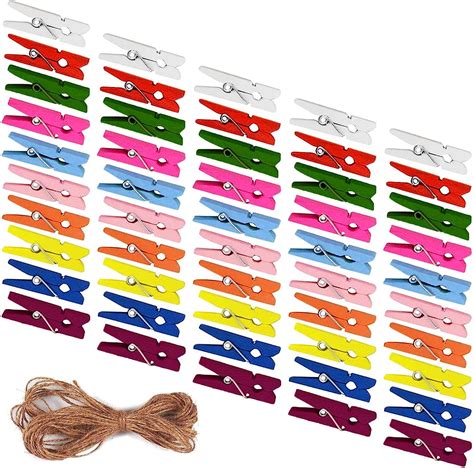 Mini Clothespins 50pcs Colorful Wooden Photo Clips Small Clothes Pins
