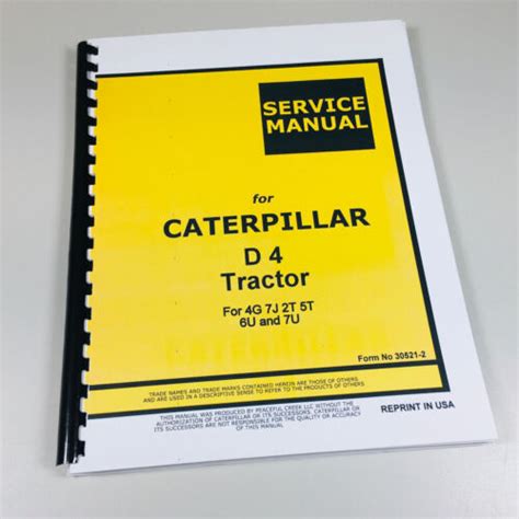 Cat Caterpillar D4 Crawler Tractor Dozer Service Repair Manual 4g 7j 2t