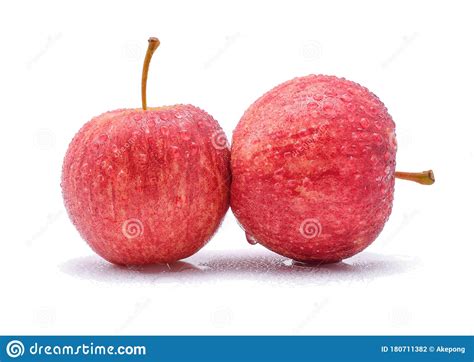Gala Apples With Drops Of Water On White Background Stock Photo Image