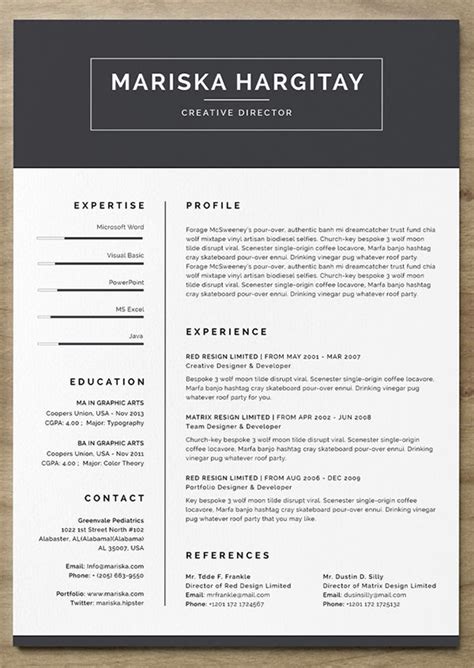 Free and premium resume templates and cover letter examples give you the ability to shine in any application process and relieve you of the stress of building a resume or cover letter from scratch. The Best Free Creative Resume Templates of 2019 | Simple ...
