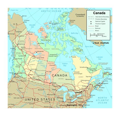 Canada Map With Rivers And Lakes