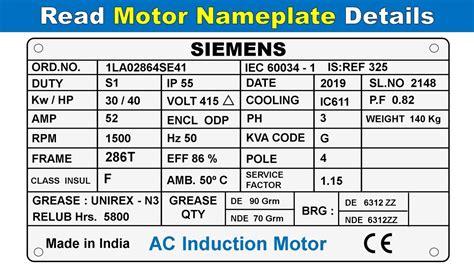 Motor Nameplate Details In Hindi How To Read Electric Motor Nameplate