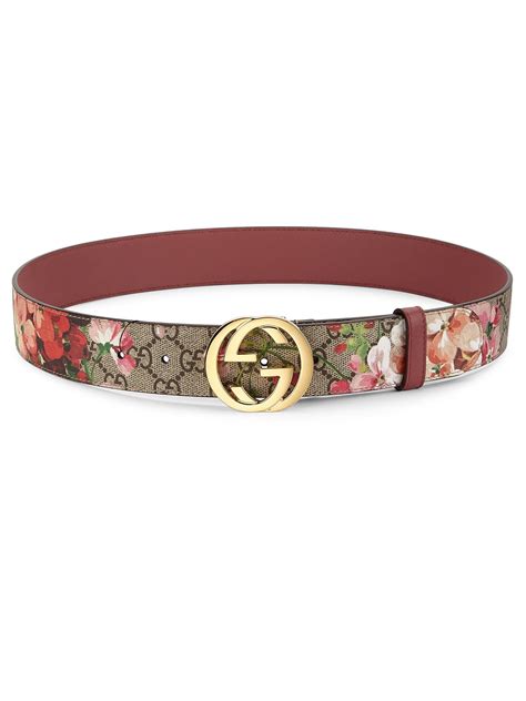 Gucci Womens Floral Logo Print Belt Beige Multi Lyst