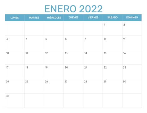 Calendario Enero 2022 Argentina 2022 Spain