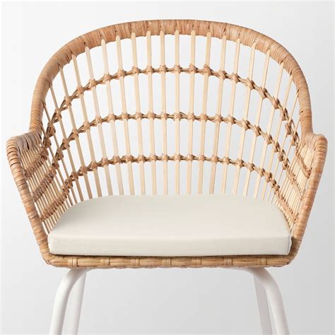 Nilsove Norna Chair With Chair Pad Rattan Whitelaila Natural Ikea