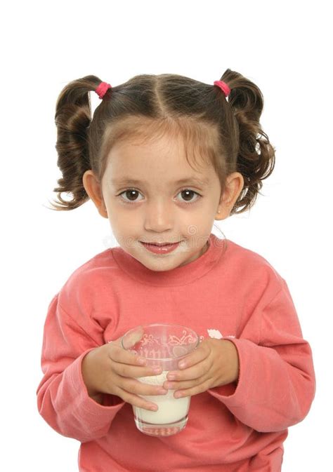 Cute Little Girl Drinking Milk Stock Image Image Of Beverage Fresh