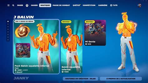 NEW BOUTIQUE FORTNITE DU 19 AVRIL 2024 NOUVEAU SKIN J BALVIN