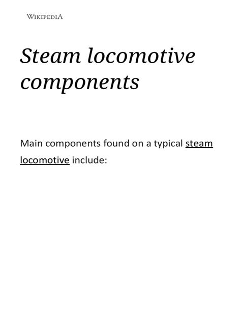 Steam Locomotive Components Wikipedia Pdf