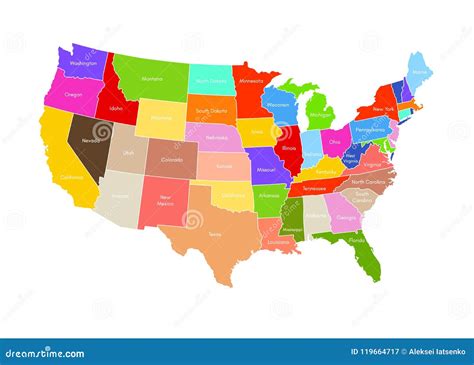 United States Of America Map Usa Vector Colorful Stock Vector