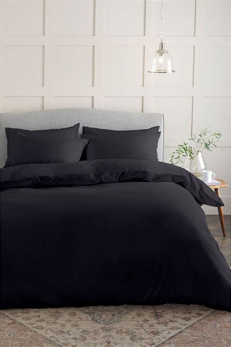 Next Cotton Rich Duvet Cover And Pillowcase Set Black In 2023 Black