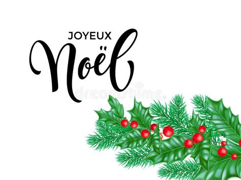 Joyeux Noel French Merry Christmas Calligraphy Font On White Premium