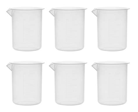 6 Pack 250ml Plastic Beaker 10ml Graduations Premium Polypropylene