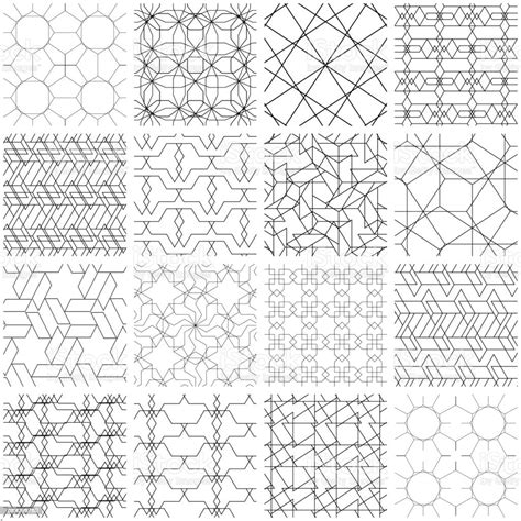 Set Of 16 Seamless Geometric Patterns Stock Illustration Download