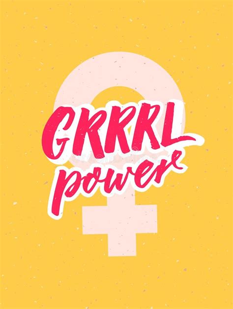Girl Power Poster With Female Sign And Brush Lettering On Yellow
