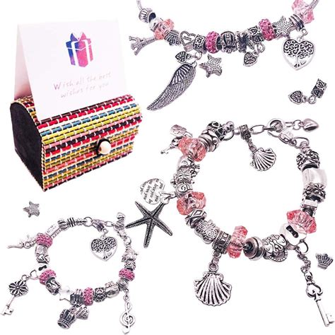 Girls Charm Bracelet Making Kit 59pcs Jewelry Bracelet Including 12