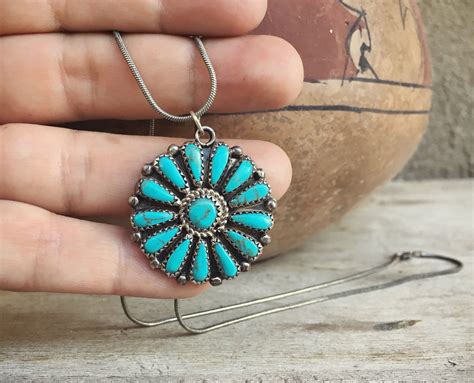 Turquoise Pendant Necklace For Women Native American Indian Jewelry Turquoise Necklace