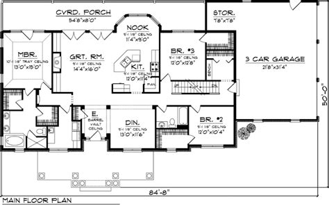 By far our trendiest bedroom configuration, 3 bedroom floor in another 3 bedroom house plan a young couple can set up the perfect bedroom for their child while maintaining space for a study, for guests, or even for another addition to their family. Ranch Style House Plan 73152 with 3 Bed , 2 Bath , 3 Car ...