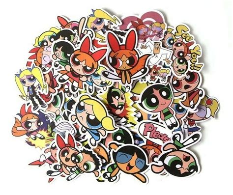 Powerpuff Girls Cartoon Themed Set Of 36 Assorted Stickers Decal Set