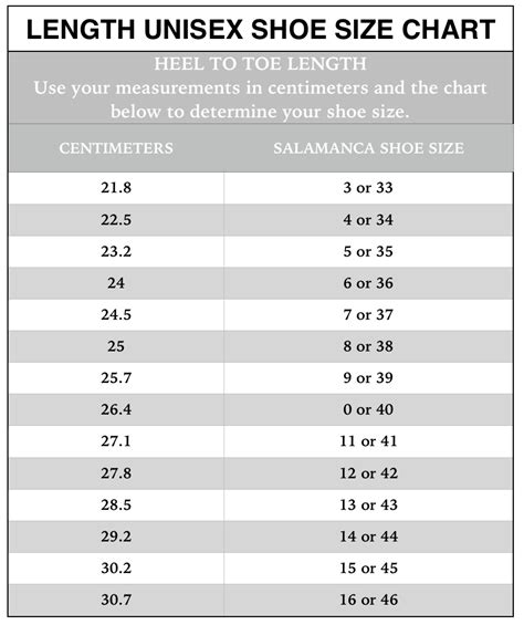 Copy Of Shoe Size Chart — Salamanca Custom Made Tango Shoes