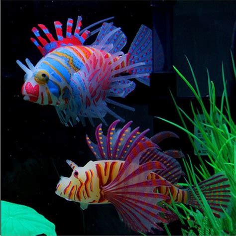 Glow In The Dark Artificial Aquarium Lionfish Ornament Fish Tank