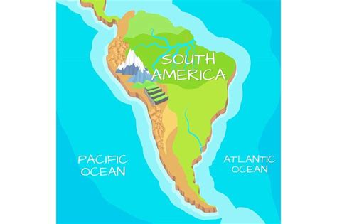 South America Map With Natural In 2022 South America Map America Map