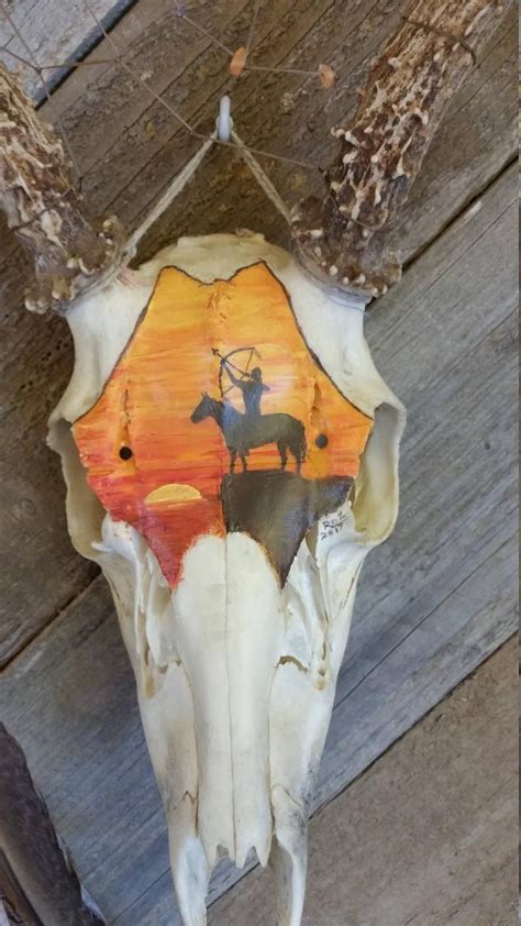 Hand Painted Deer Skull With Dream Catcher Etsy Deer Skull Art Cow