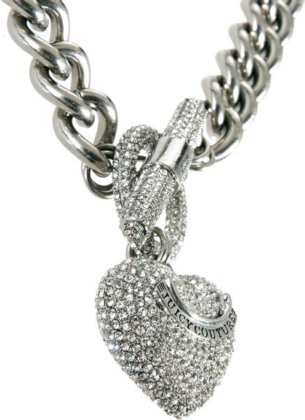 Juicy Couture Pave Heart Toggle Necklace In Silver