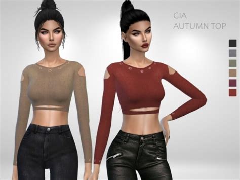 Gia Autumn Top By Puresim At Tsr Sims 4 Updates