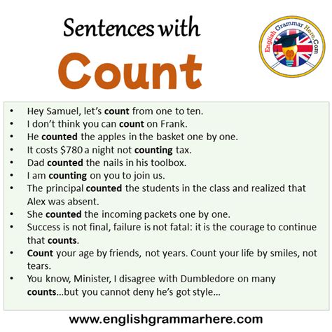 Sentences With Count Count In A Sentence In English English Grammar Here