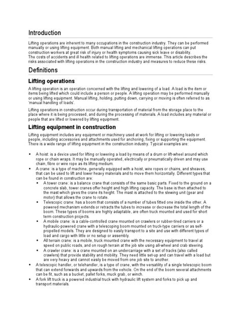 Risk Assessment Lifting And Loading Pdf Crane Machine Risk