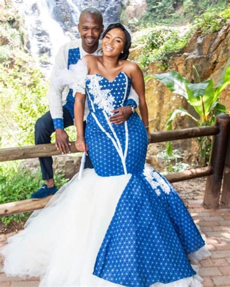 Lovely Shweshwe Dresses For Couples In Wedding Events Shweshwe Dresses Shweshwe Wedding
