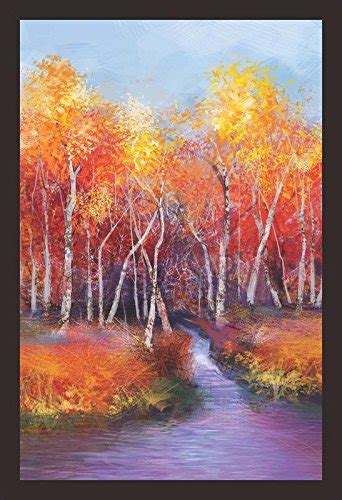 Mad Masters Landscape Colorful Autumn Trees 1 Piece Wooden Framed