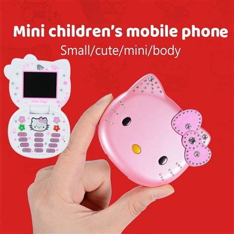 Mini Girl Mobile Phone Kawaii Hello Kitty Flip Cartoon Unlocked Dual