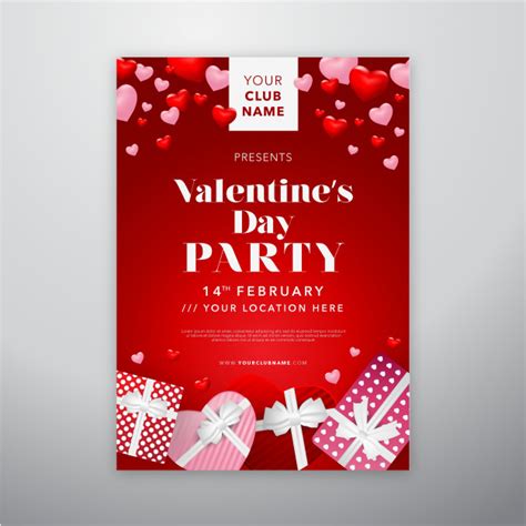 Premium Vector Happy Valentines Day Poster With Realistic Valentines