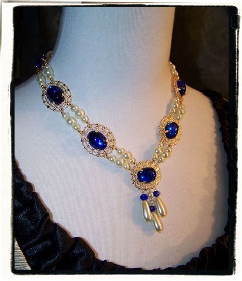 Sapphire Beauty Tudor Renaissance Necklace Anne Boleyn Jewelry