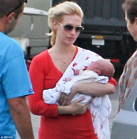 January Jones Baby Xander Pictured For St Time On Mad Men Set Daily