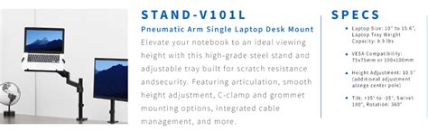 Vivo Universal Adjustable 10 To 156 Inch Laptop Holder Desk Mount